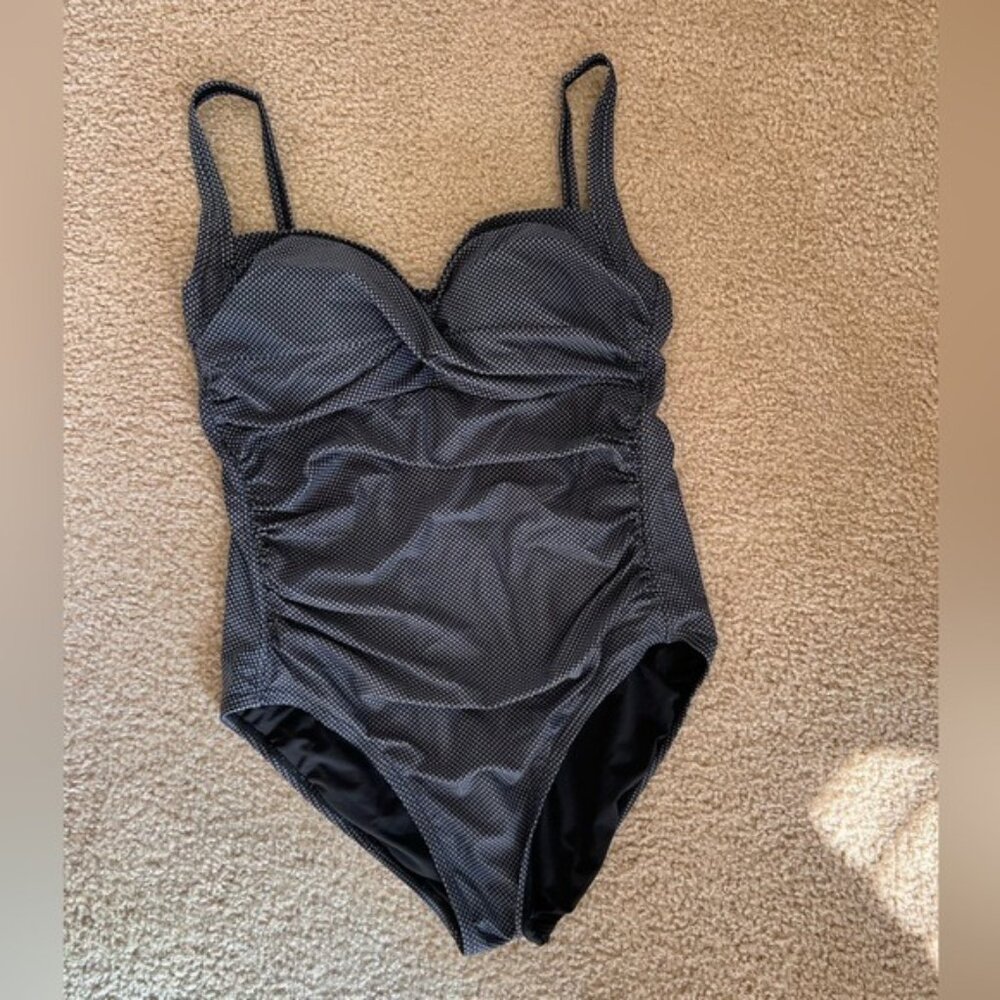 Shore Shapes Women’s Size 14 Black One Piece Swimsuit Tummy Control Ruched